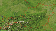 Österreich Satellit + Grenzen 1280x720